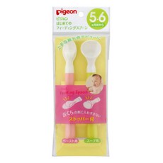 Pigeon 貝親 初めての餵食湯匙套裝 (5-6個月適用) 寶寶副食品餵食湯匙, 綠+粉, 1個