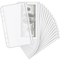 KTRIO 16PCS A5 바인더 용돈 절약 챌린지 현금 봉투 6홀 클리어 지퍼 파우치 플래너 저널 예산 책정용 인서트 방수 PVC 루즈 서류 가방, A6 Size-Zipperd Closure