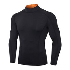 남성용 압박 셔츠 긴소매 운동용 상의 체육관 언더셔츠 액티브 스포츠 베이스레이어 2-블랙 180063, 2-b 오렌지