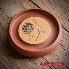 宜興原礦紫砂壺承養壺墊 紫砂干泡盤 功夫茶具底座, 朱泥壺承, 1個