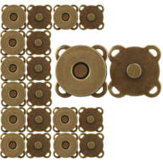 지노 사방 자석 단추 18mm, 10개, 브론즈