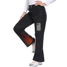 Zalify 여성용 스노우 스키 팬츠 방수 플리스 안감 단열 소프트쉘 따뜻한 겨울 하이킹 아웃도어 블랙 15.2x78.7cm(6x3 294200