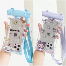 雙扣氣囊手機防水袋觸屏靈敏外賣溫泉手機殻遊泳漂流防水殻通用型 K8U3, 玉桂狗+小魔女【2個裝/觸屏靈敏】, 1個