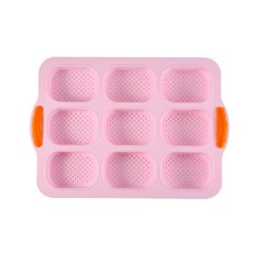 芙詩雅烘焙坊 矽膠蛋糕模 9格橢圓型法棍蛋糕模 矽膠烤模 烘焙模具, 粉色, 1個