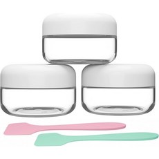 세면도구용 여행용 용기 1온스 BPA 프리 페이스 핸드 바디 크림 로션용 TSA 승인 화장품 병 방수 라벨 및 선물용 미니 주걱 2개2팩, 3 Pack