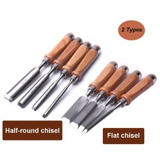 치즐 가죽공예 목공 도구 세트 플랫 끌 하프 라운드 DIY 조각 칼 남성용 선물, [02] 4pcs flat chisel