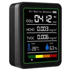 호환 5in 1 포름알데히드 모니터 디지털 디스플레이 이산화탄소 TVOC 감지기 충전식 온습도 측정기 공기질