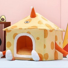 강아지 고양이 겨울 실외 S 보온 숨숨집 텐트, 소형, 1개, 옐로우 치즈 집