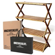 원스위크라이프 접이식 우드 캠핑 선반 + 가방 세트, 4단, 1개