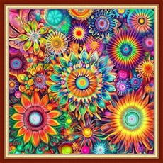 초보자를 위한 레드싱 스탬핑 크로스 스티치 키트 자수 다양한 패턴 스타터 DIY 프린트 바늘 포인트 11CT 컬러 플라워 18x18 인치, Artskits22, 1개
