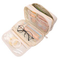 CITYCOMPANY 大容量 PVC 透明鉛筆盒, 象牙白, 1個