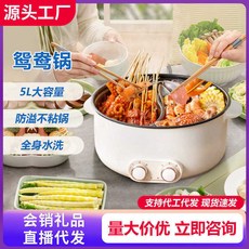 廠家下殺 鴛鴦電火鍋家用涮烤一件式鍋宿舍大容量電煮鍋不沾鍋 禮品, 白色鴛鴦鍋5升,臺, 1個