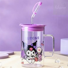 하이하루 빨대 유리컵 700ml 유리머그컵