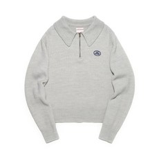 리 LEE 우먼 라운드넥 하찌 하프집업 니트 라이트 그레이