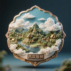 西雙版納 金屬浮雕冰箱貼 7x7cm, 如圖所示