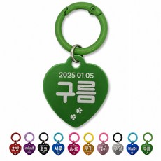펫츠룩 간편한 고리형 강아지인식표 고양이인식표 강아지이름표 주문제작, 1개, 08.그린