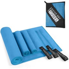 빠른 건조 여행 타월 3가지 크기 1팩 캠핑 마이크로파이버 가볍고 세트 60인치 x 30인치 15인치 가방 포함 헬스장 해변 하이킹 수영 군용 녹색, Light Blue