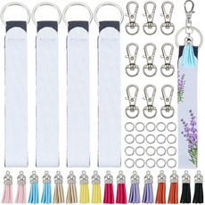 SOFPLATE 16세트 68피스 승화 팔찌 키체인 블랭크 승화 팔찌 키체인 제작 키트 다채로운 태슬 장식 생일 선물 파티 선물 랜야드 DIY 공예 성인 초보자, Style 2