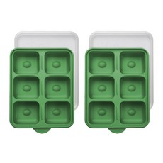 잼먹 실리콘 멀티큐브 이유식 보관용기, 360ml, 그린, 2개