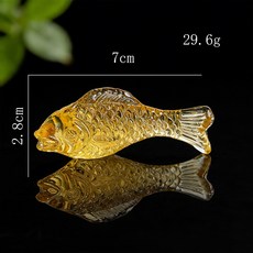 유리 크리스탈 잉어 물고기 조각상 행운 풍수 번영 부자상 동물 수집품 데코 선물, 노란색