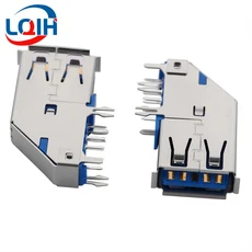 USB A 표준 포트 암 솔더 잭 커넥터 PCB 소켓 B 90도 수평 직선 삽입 패치, 12 10PCS USB-78