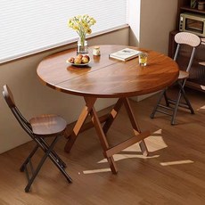 折疊桌 家用餐桌 簡易摺疊桌 小戶型圓桌 多功能摺疊設計 便攜收納 吃飯桌 高質感桌面, 茶色【免安裝】打開即用,【方桌】60X60X54cm