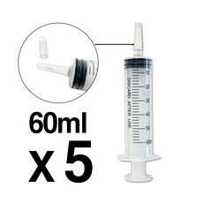 반려동물 피딩용 주사기 (캡 포함), 5개, 투명, 60ml