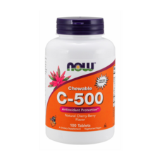 NOW Foods 維他命C-500口嚼錠 櫻桃風味, 100顆, 1罐
