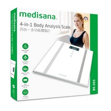 Medisana 四合一多功能體脂計 BS 265 體重計 體脂秤 四點式 自動辨識 復健科醫師推薦, 1個, 1台/盒