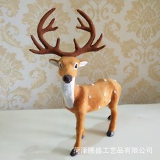 仿真動物梅花鹿模型擺件，皮毛麋鹿長頸鹿裝飾道具，逼真影視擺設, 31cm