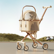 강아지 유모차 탈부착 가능 원터치 반려동물 유모차, 02. 카키, 1개
