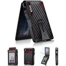 RUNBOX 남성용 지갑 미니멀리스트 14장의 카드 보관 듀얼 ID 윈도우 및 머니 클립이 있는 컴팩트 팝업 RFID 차단 플립 업 홀더 금속 알루미늄 신용 케이스 바이폴