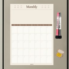 소소로이 비스포크 오브제 냉장고 달력 화이트 보드판 점착 메모 보드 이유식 캘린더, 월간캘린더 세로형