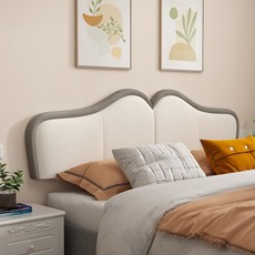 HOUSEMILA 퀸 헤드보드 덮개를 씌운 헤드보드 웨이브 베이지+브라운) 벽 세련된 마운트 헤드 보드 장식용(퀸 모양 벨벳 침대 모던 침실, Brown, Queen (U.S.
