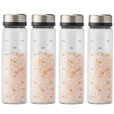 일상쏙 3구 유리 양념통 세트 밀폐 조미료통 양념병 소금통, 300ml, 4개