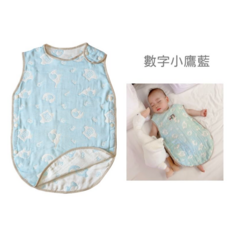 HiBOU香香紫日本六重紗防踢被(背心) 蓬鬆透氣 四季好眠, 數字小鷹(藍)