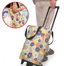 프리데일 바퀴달린 장바구니 접이식 대용량 캐리어 쇼핑카트, 1개, 플라워파스텔