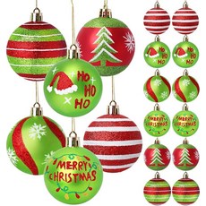 Tsorode 크리스마스 트리 장식품 12개 트리용 6.1cm(2.4인치) 볼 장식품 휴일 장식용 레드 및 그린 반짝이는 벽걸이 전구 318201, Tsorode 크리스마스 트리 장식품 12개, 트리용