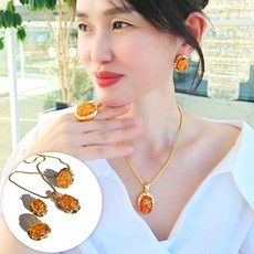 해나 세트_호박 골드 볼드 주얼리 목걸이 주얼리 세트 엄마 선물