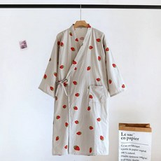 여성 유카타 가운 호텔 기모노 홈웨어 여성용 하오리, 그레이 스트로베리, 1개
