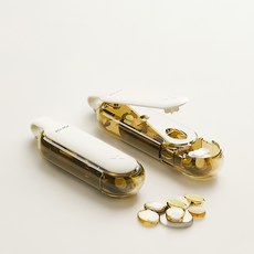 上手家居 二合一取藥器藥盒 分藥盒 藥品收納盒, 取藥器-杏色2入組, 1個