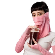 【MEGA COOUV】防曬冰感有氧喝水口罩-拉繩款 UV-509, 粉色, Free Size