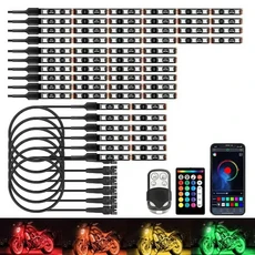 앱LED 오토바이 자동차 분위기 주변 발 조명 리모컨 방수 사운드 12V 모토 RGB 장식 램프 스트립, 02 16 rips LED kit