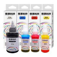 優墨科技 AWESOME INK 墨水瓶 適用多種噴墨印表機, 774/664四色一組, 1個
