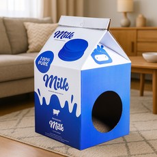 가토피아 고양이 숨숨집 우유팩 하우스 스크래쳐 겸용 귀여운 감성 인테리어 소품, 1개, milk 하우스