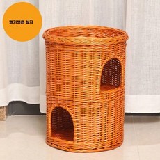 반려동물 고양이 라탄집 방석 여름 강아지 매트 쿠션 사계절 스크래쳐 등나무 2층 시원한 해, 1개, U. 더블 레이어 꿀 색상의 둥지