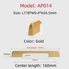 Moden 긴 핸들 캐비닛 도어 당겨 600mm 알루미늄 합금 손잡이 블랙 가구 옷장 하드웨어, 13 Gold-160