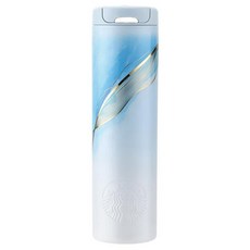 스타벅스 단청 잉크 팝업 뚜껑 보온 텀블러 11149167, 1개, 473ml, 블루 + 화이트