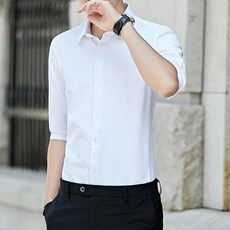 襯衫涼感冰絲襯衫夏季長袖襯衫男免燙修身商務防皺襯衫外套大尺碼夏季休閒上衣男款寬版上班職業白條紋襯衫立領長版polo衫爸爸男裝薄款寬鬆内搭外穿