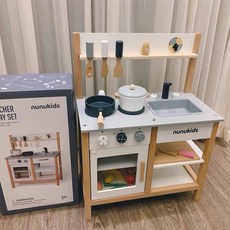 주방놀이 세트 싱크대 부엌놀이 소꿉놀이 역할놀이 장난감, 통나무색 노르딕 우드 주방